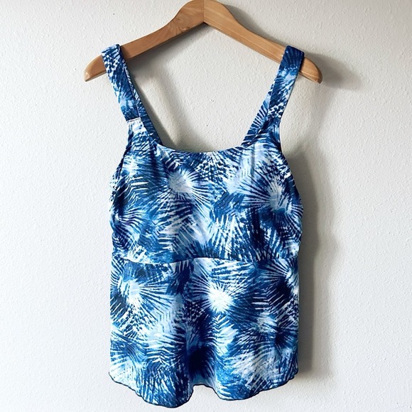 Lands’ End Flutter Tankini Swim Top Women’s Plus Size 1X NEW UPF 50 Soft Cups - Picture 1 of 9